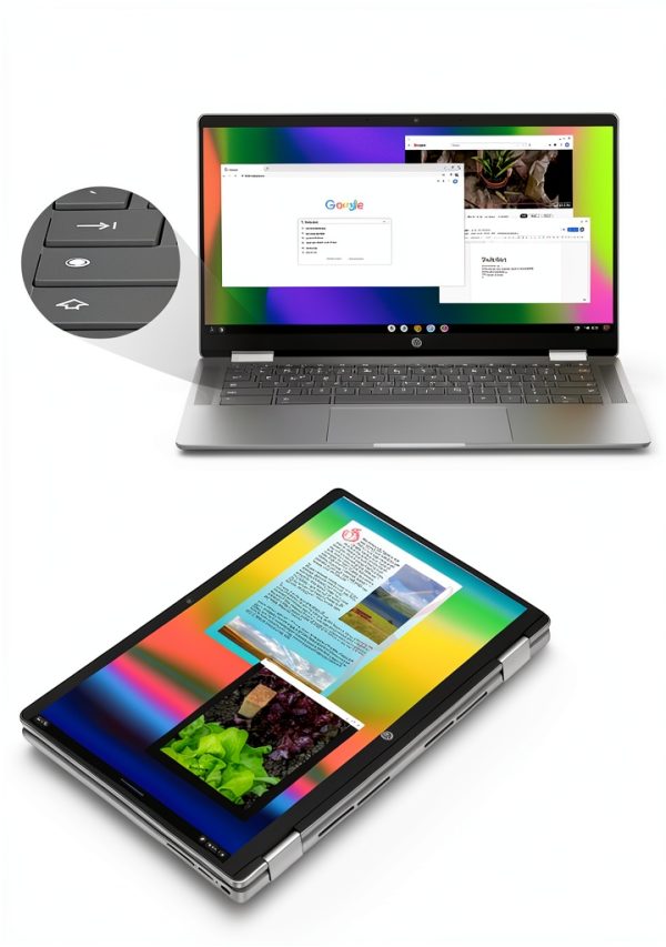 HP Chromebook Plus x360 14b 14‑Inch FHD 8GB 256GB UFS Silver 2‑in‑1-3